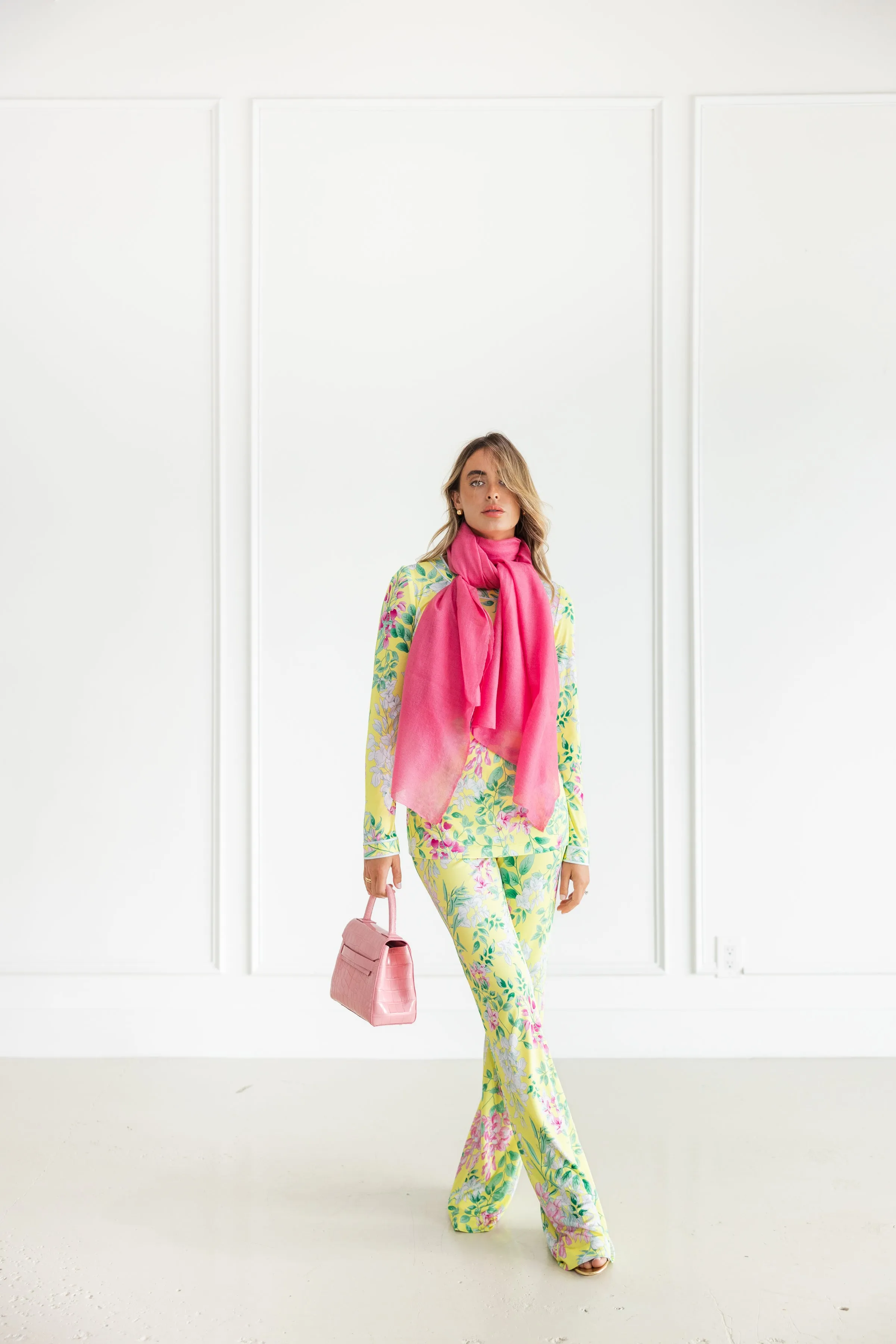 Leonard Paris Narcisse Floral Flare Pant
