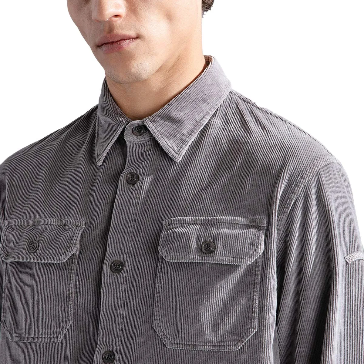 Light Grey Velvet Corduroy Overshirt