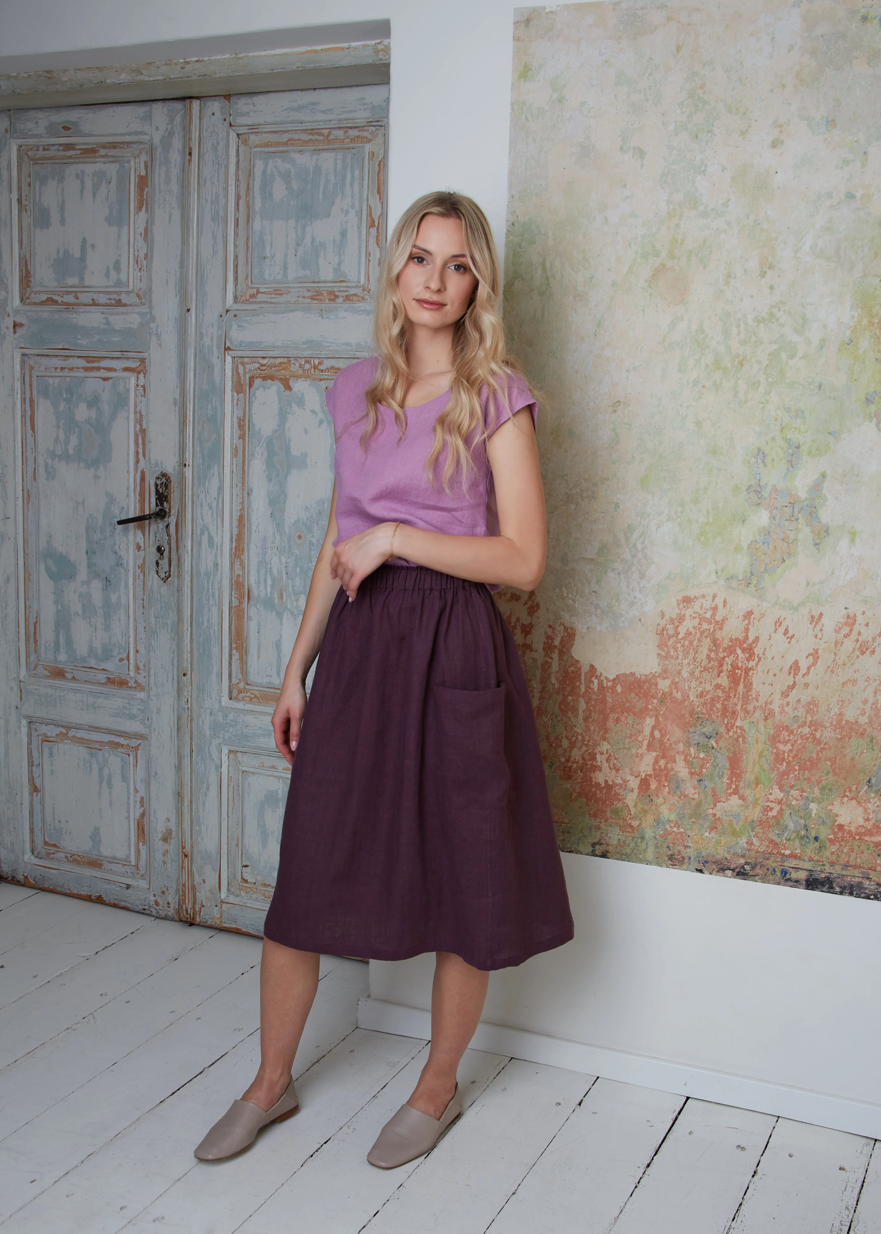 Linen Sleeveless Top ELLA-2 with Round Neck