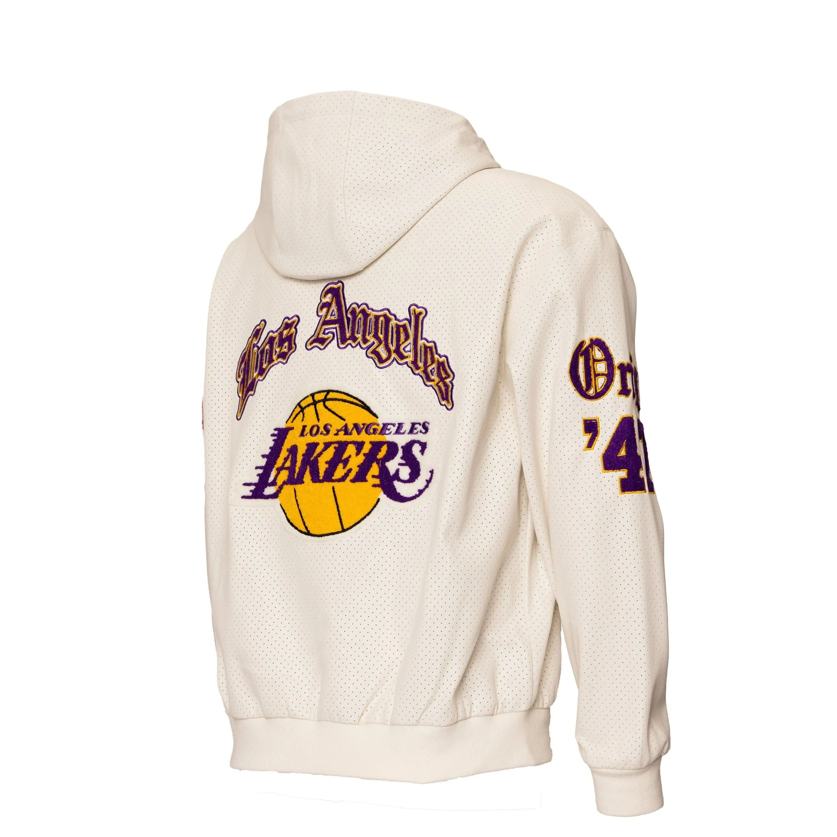 LOS ANGELES LAKERS 1947 LIGHTWEIGHT VEGAN ZIP-UP HOODED JACKET White