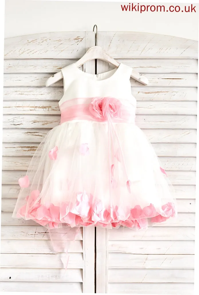 Neck Sleeveless Dress Flower Girl Dresses Organza/Satin/Tulle Girl Flower Maud - Scoop A-Line Knee-length Flower(s) With