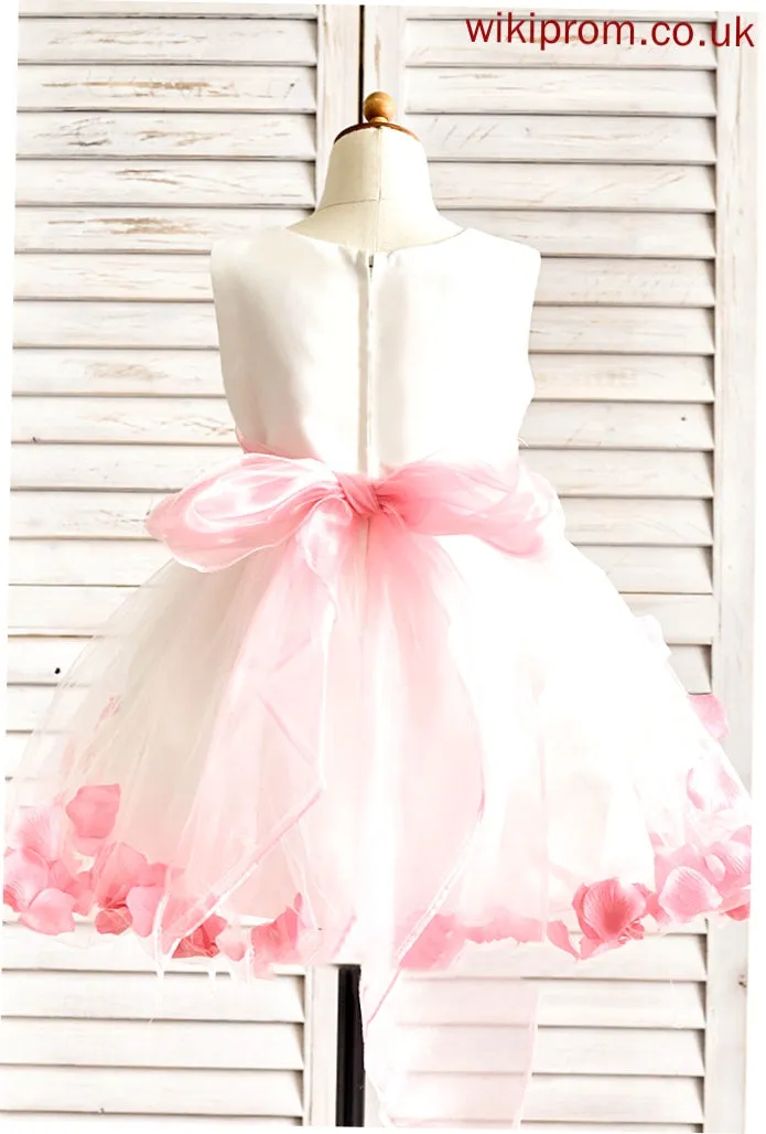 Neck Sleeveless Dress Flower Girl Dresses Organza/Satin/Tulle Girl Flower Maud - Scoop A-Line Knee-length Flower(s) With