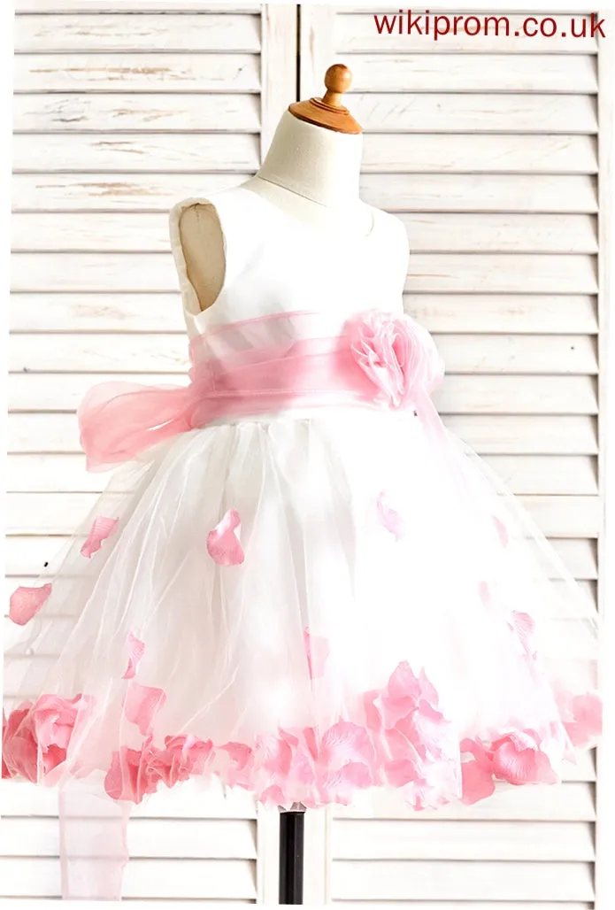 Neck Sleeveless Dress Flower Girl Dresses Organza/Satin/Tulle Girl Flower Maud - Scoop A-Line Knee-length Flower(s) With