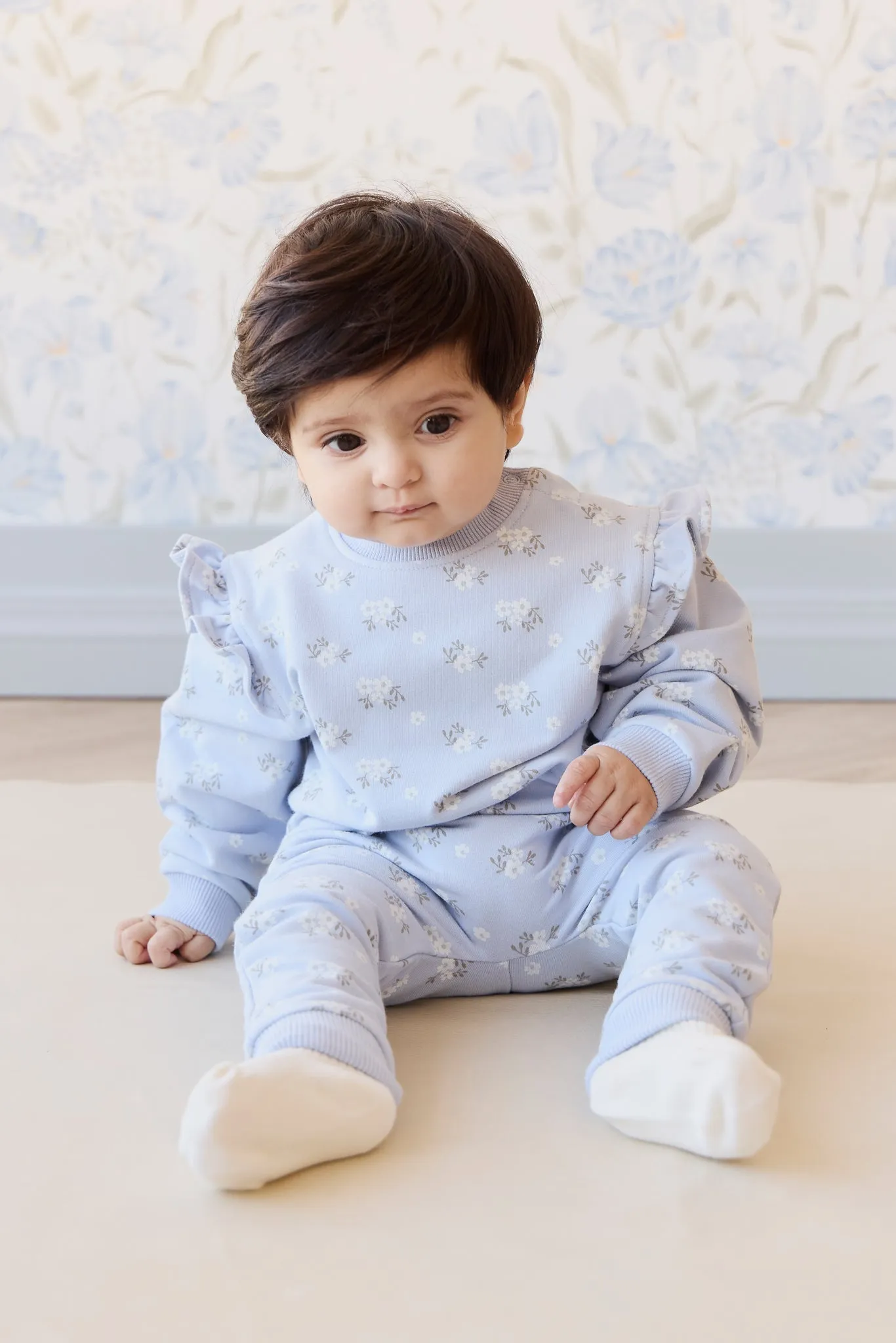 Organic Cotton Morgan Track Pant - Rose Floral Smoke