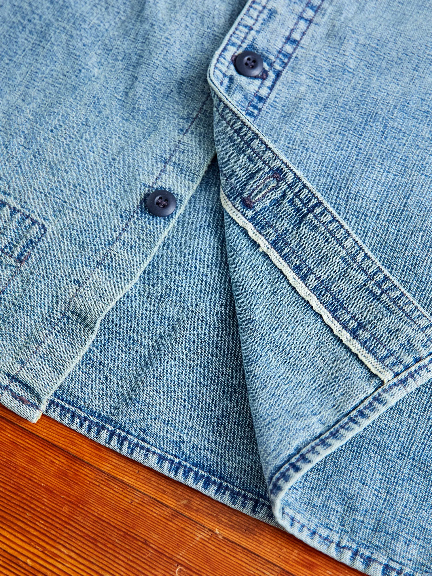 "Washed Out ISC" Work Shirt in Indigo