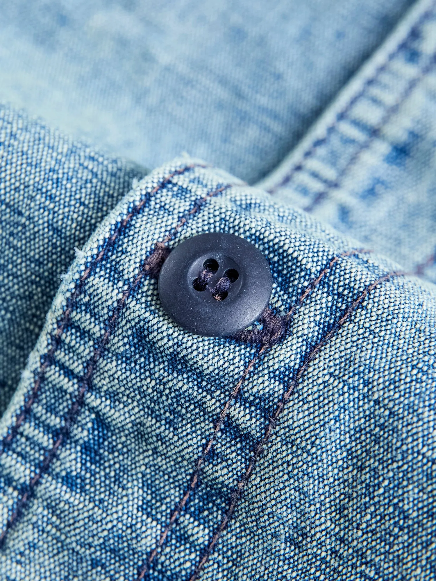 "Washed Out ISC" Work Shirt in Indigo