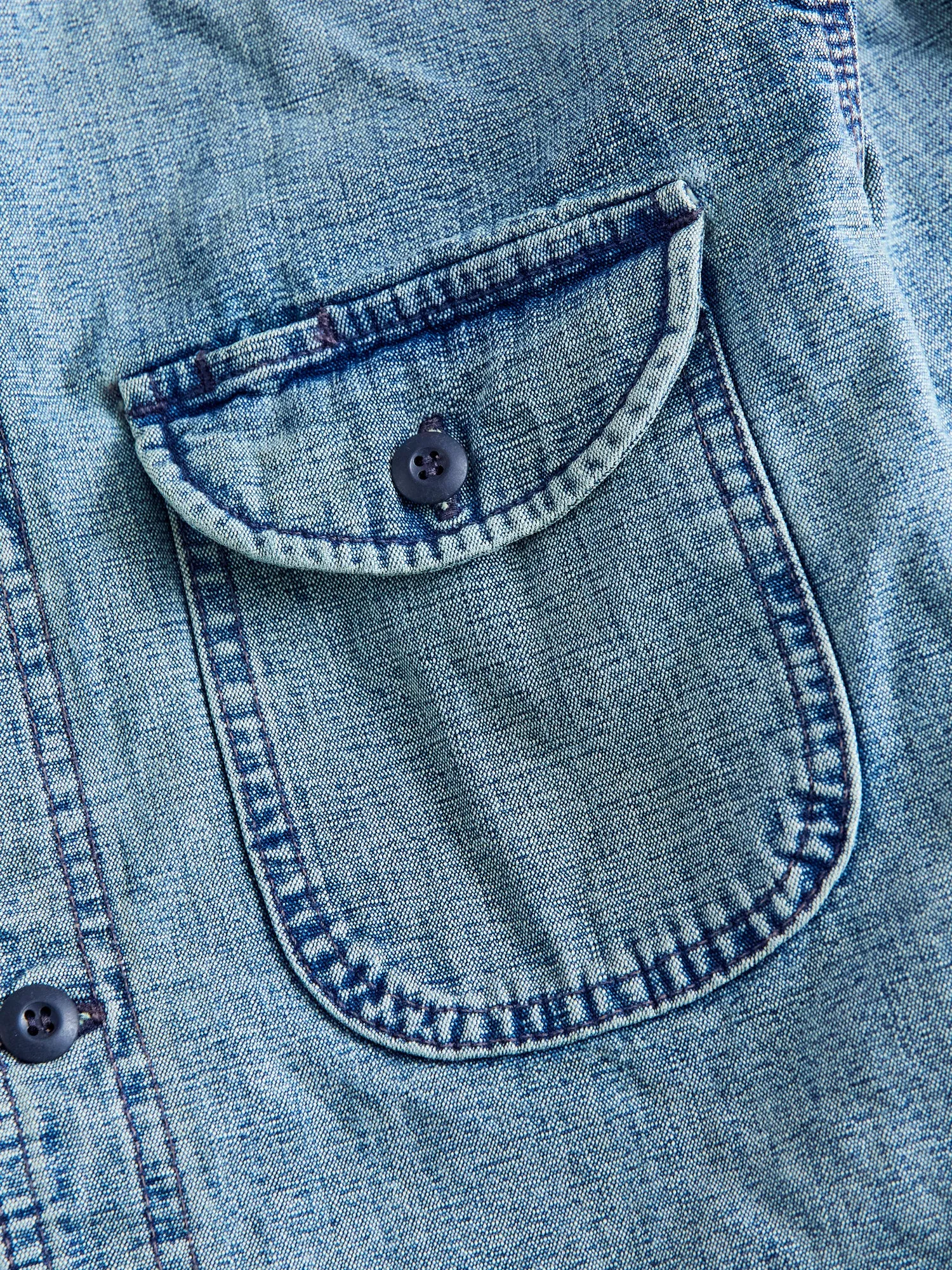 "Washed Out ISC" Work Shirt in Indigo