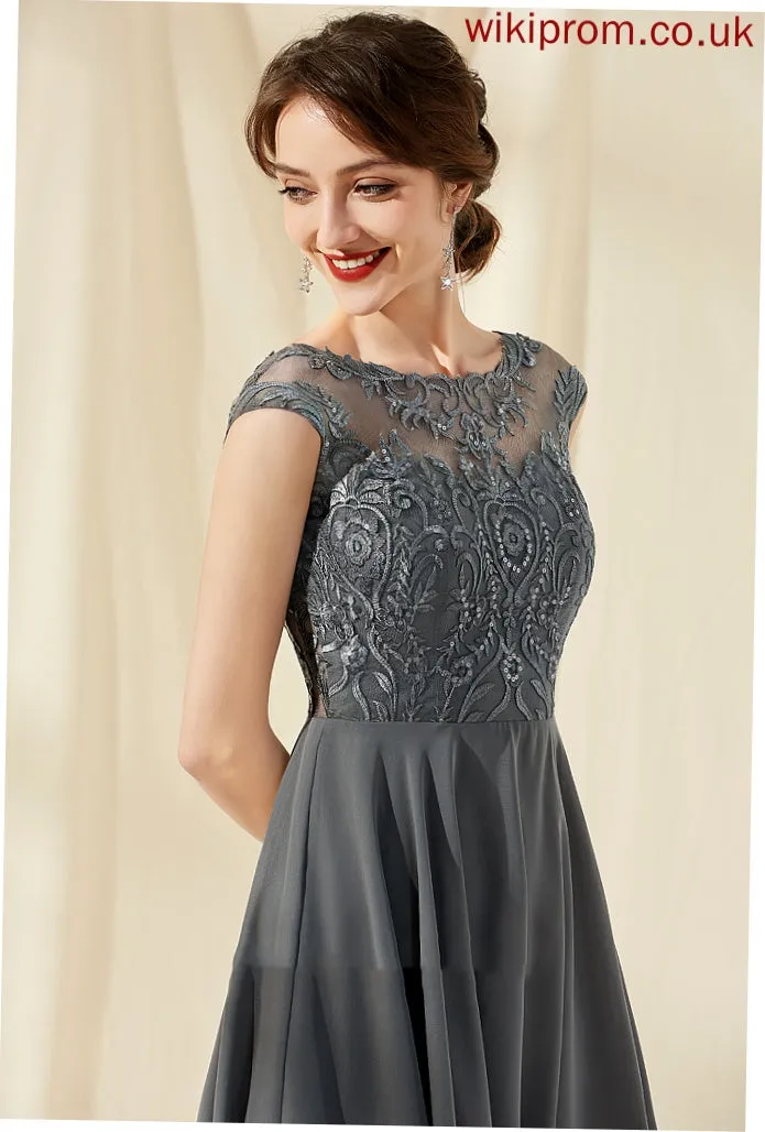 Sequins Knee-Length Lace Cocktail Neck A-Line Chiffon Carley Scoop Cocktail Dresses Dress With