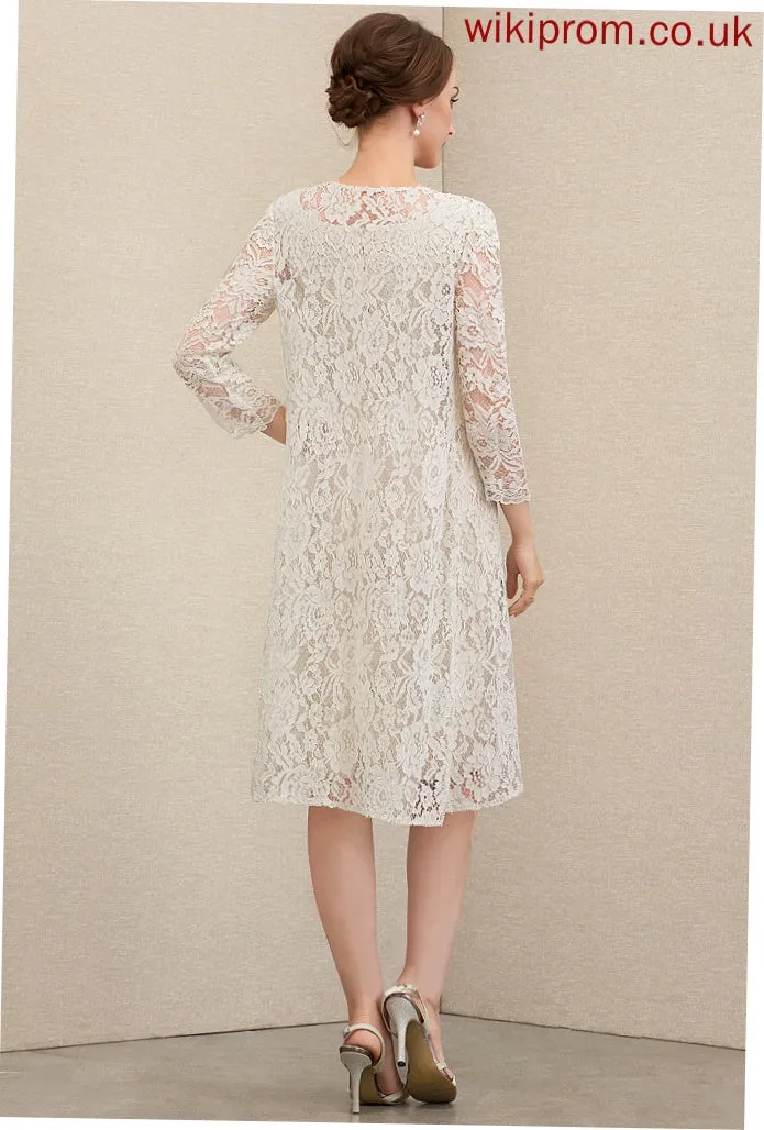 With Bow(s) Sheath/Column Cocktail Dresses V-neck Malia Knee-Length Lace Cocktail Dress Chiffon
