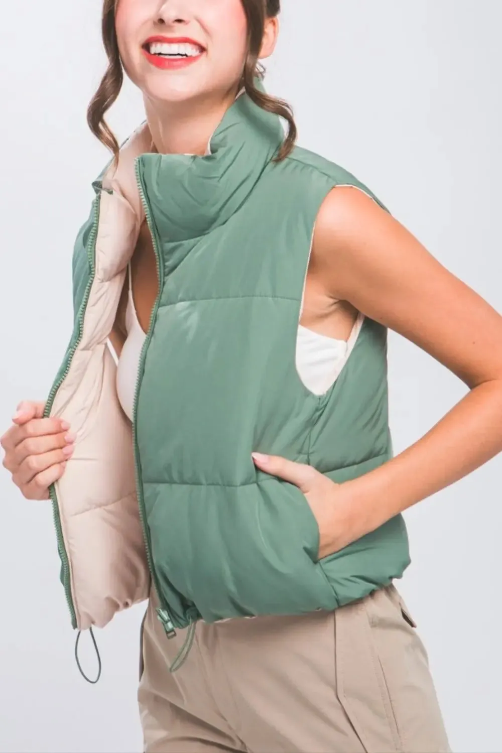 Zip Up Cropped Vest