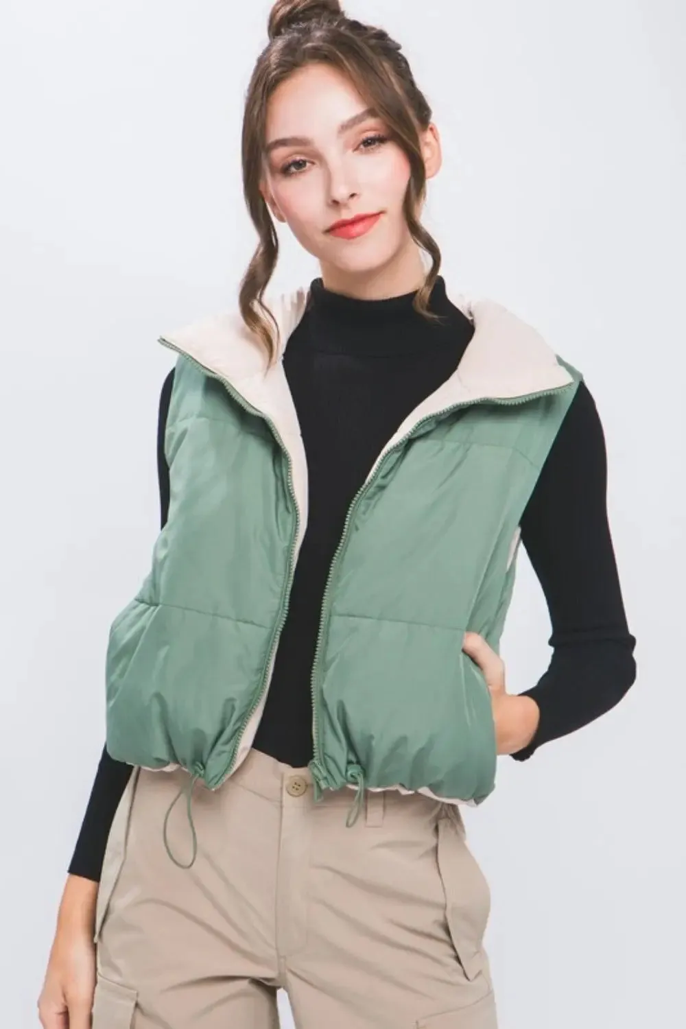 Zip Up Cropped Vest