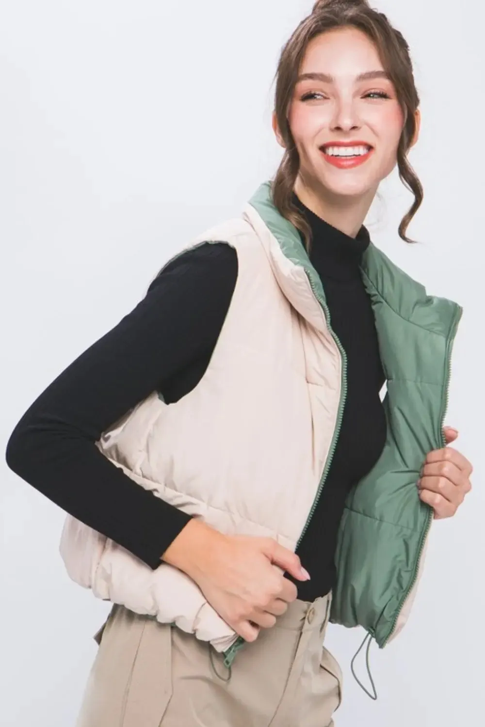 Zip Up Cropped Vest